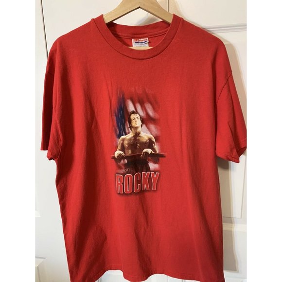 Vtg ROCKY Balboa Boxing Fights Movie Sylvester Stallone Red T Shirt Sz L 2001‎ - Picture 3 of 9